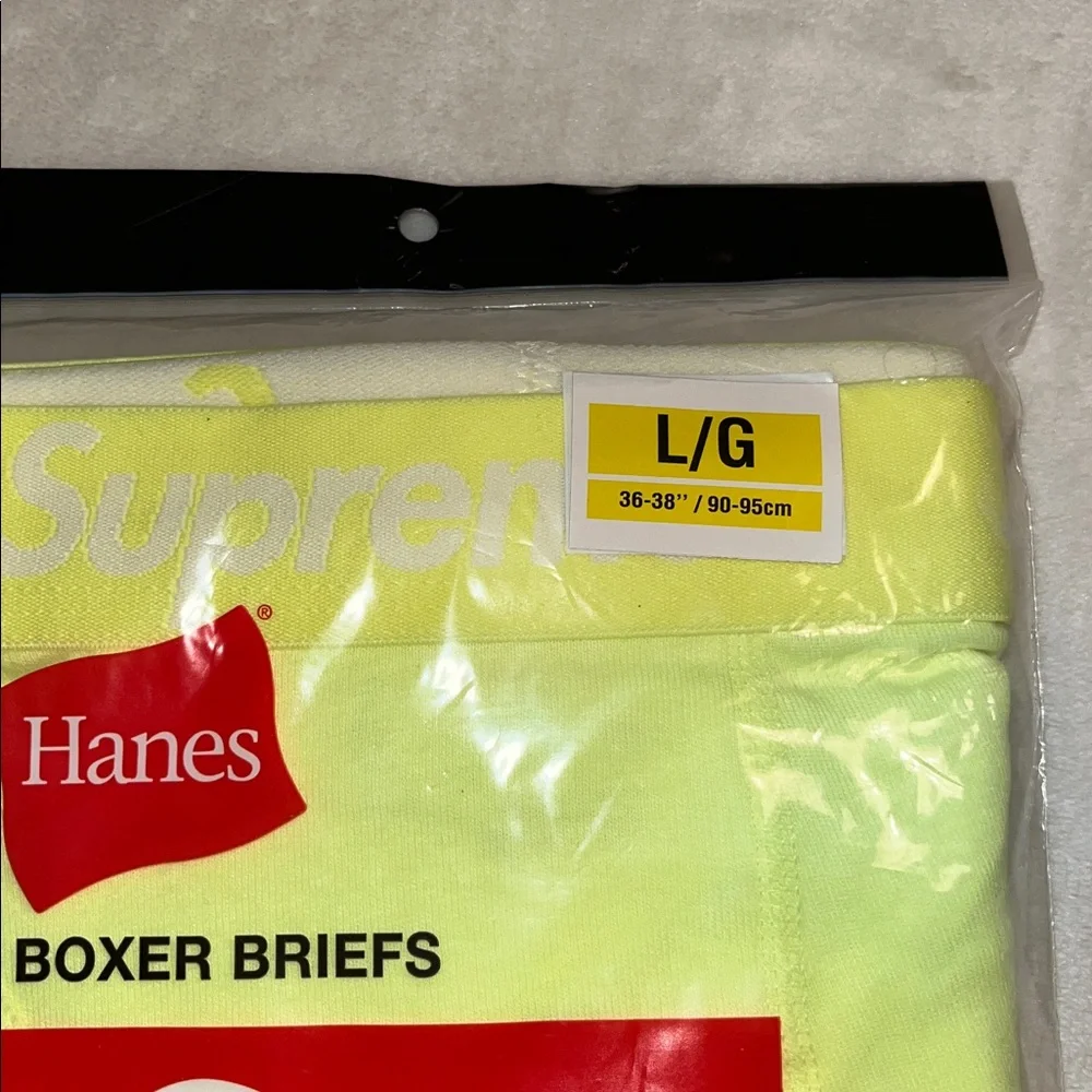 Supreme Hanes Boxer Briefs (2 Pack) Fluorescent Yellow